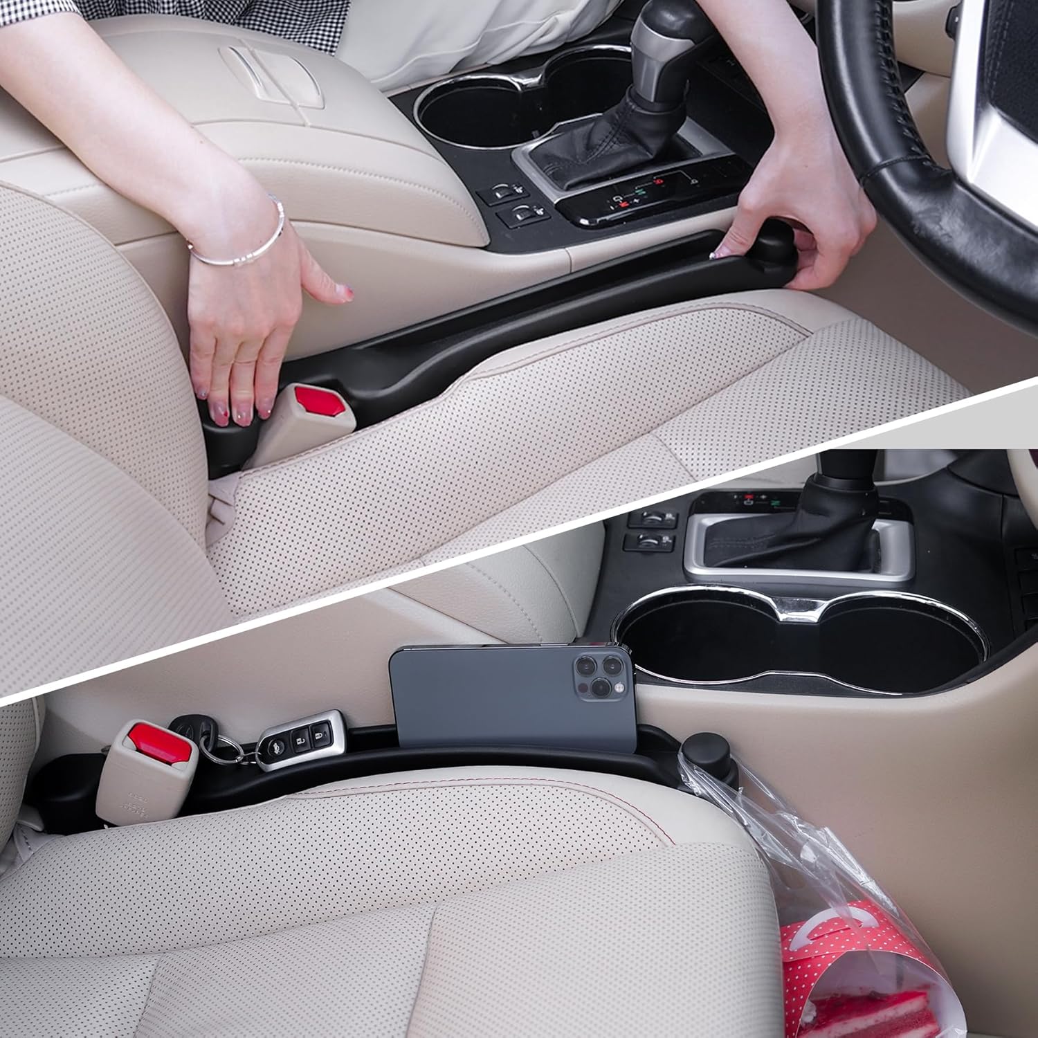 Givifive Car Seat Gap Filler Set of 2, 3IN1 Seat Side Gap Filler Plug