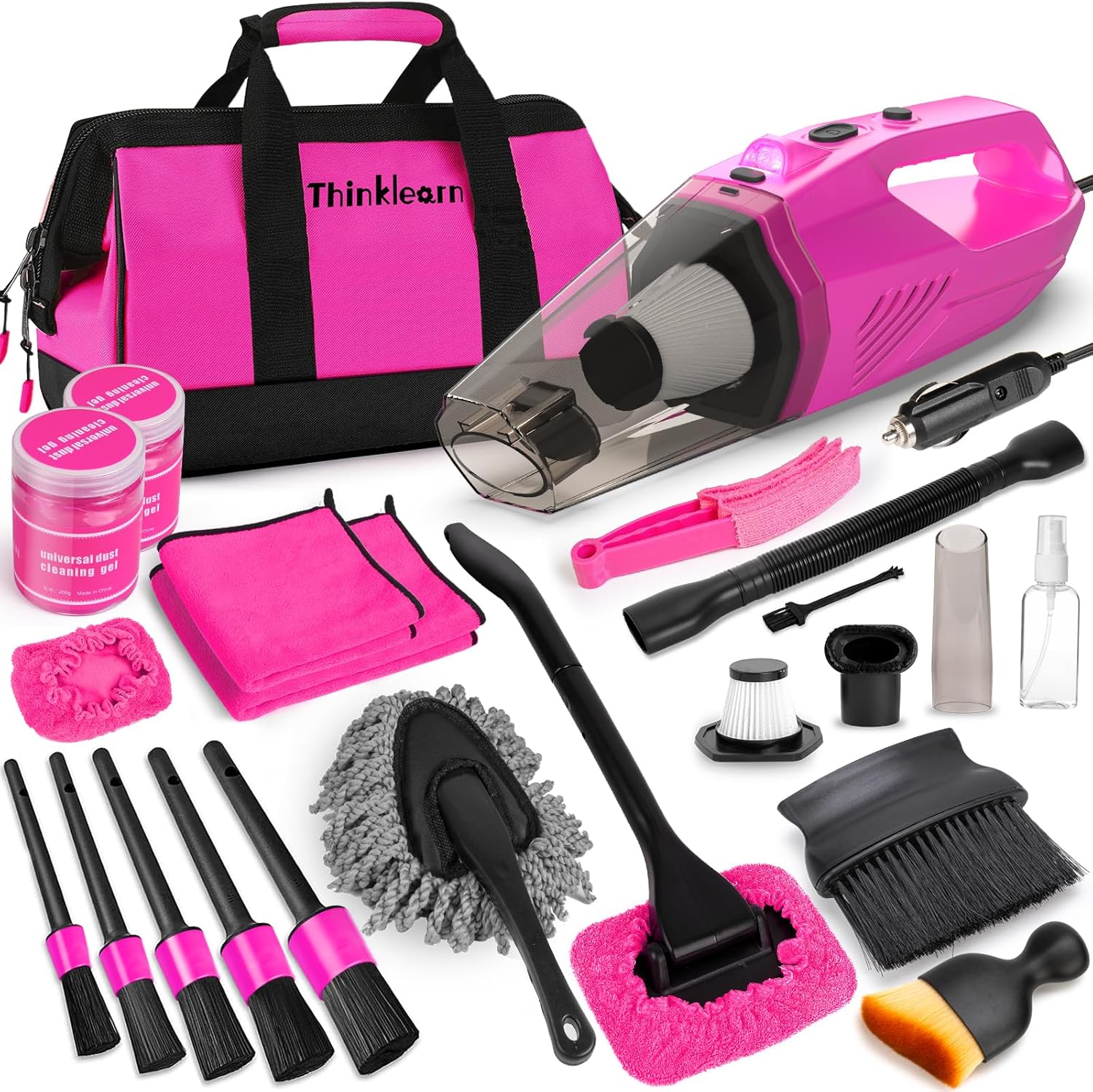 ThinkLearn Car Cleaning Kit, Car Vacuum Detailing Kit Interior with High Power Handheld Vacuum